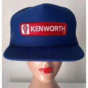 Vintage Kenworth Foam Mesh Snapback Hat Cap Blue Kenworth Patch